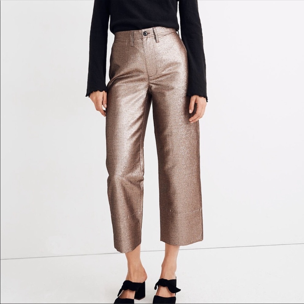 Madewell slim wide leg Emmett metallic pant. NWT!